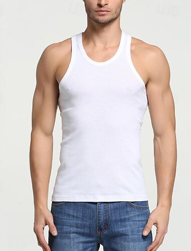  Herren Tank Top Weste Unterhemd Ärmelloses Shirt Ärmellos Rundhalsausschnitt Sommer Einfach Mode Designer Basic Urlaub Straße Ausgehen Schwarz Weiß Grau Top T-Shirt für Herren