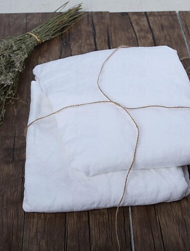  Kissenbezüge aus 100 % französischem Leinen im Grundstil – 2er-Pack – einfarbig, natürlicher Flachs, weich und atmungsaktiv – Leinen, 48 x 74 cm