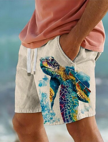  Voor heren dier Schildpad het leven in zee Lange zwembroeken Zwemshorts Boardshorts Medium Taille Vakantie Hawaii Casual Strand Vakantie Feestdagen Trekkoord met Mesh-voering Elastische taille