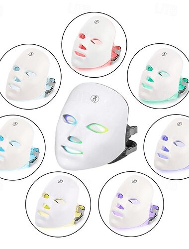  Photon LED Facial Mask USB Rechargeable for Skin Brightening and Care Wireless Led Face Mask Light Therapy Photon USB Recharge 7 Colors Facial Mask For Anti Aging Skin Rejuvenation Skin
