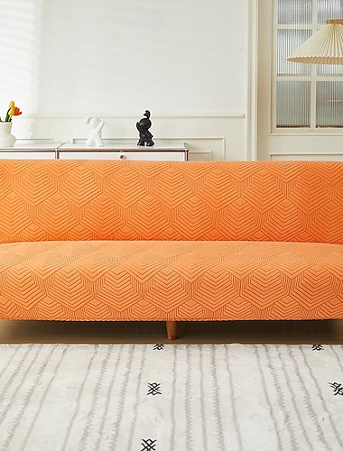  Funda de sofá cama sin brazos de tela jacquard de 3 tamaños diferentes, fundas decorativas para sofá de Año Nuevo, protector elástico, funda de banco