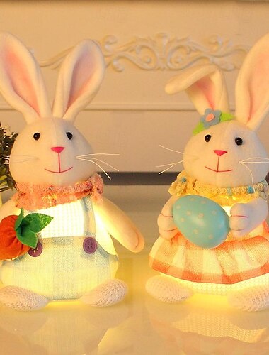  Gnomos de Pascua gnomos hechos a mano decoraciones de Pascua con iluminación LED, muñecos de peluche de gnomos de Pascua, para decoración del hogar