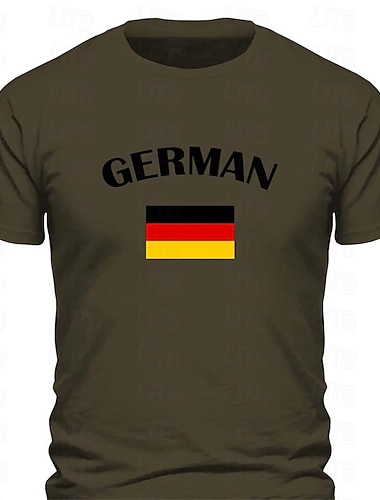  Herr Tyskland Landsflagga T-shirt T-tröja Bomull Kortärmad Grafisk Skjorta Svart Vit Rubinrött Bekväm t-shirt Utomhussport Helgdag Modedesignerkläder