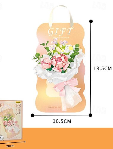  Cadeaux de fête des femmes, château de fleurs créatif, boîte à musique de jardin suspendue avec lumières LED, blocs de construction, briques moc, jouets de décoration, cadeau de saint-valentin,