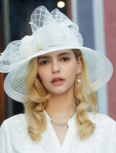  fascinators Κεντάκι ντέρμπι καπέλο με ίνες / καπέλο cloche καπέλο κουβά καπέλο δισκέτα καπέλο γαμήλιο πάρτι τσαγιού κομψός γάμος με καπέλα κεφαλής με πουπουλένιο κόμπο