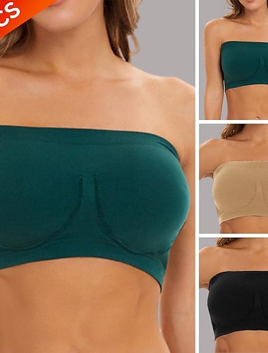  Damen BHs & Bralettes Bandeau BH Trägerlos Komplett bedeckend Feste Farbe Rundhalsausschnitt Mikro-elastisch Atmungsaktiv Versteckt Casual Nylon Grün / 1 PC