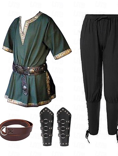  Mittelalterlich Renaissance 17. Jahrhundert Taillengürtel Hemd Armband Ren Faire Pirat Krieger Ritter Bestickt Stickerei Herren Vikinger Fantasie Halloween Maskerade Leistung Maskerade LARP Erwachsene