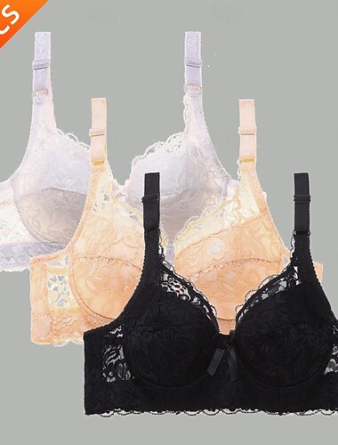  Damen-BHs & Bralettes Spitzen-BHs gepolsterte BHs Bügel-BH abnehmbare Träger 3/4-Körbchen Spitze einfarbig mikro-elastisch atmungsaktiv Push-Up Datum Valentinstag Freizeit Alltag Hellblau