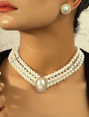  bruidssieraden sets 1 set imitatieparel legering oorbellen ketting dames elegante mode artistieke sieraden set voor bruiloftsfeest bruiloftsgast