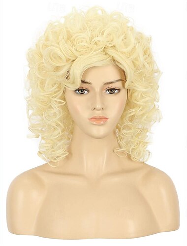  Perucă Lungă Creță Ondulată Blondă pentru Femei 70s 80s Star Rocker Costum Cosplay Anime Peruci de Halloween