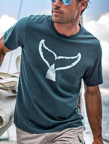  Herren Graphic Tier Fische T Shirt Kurzarm T-Shirt 3D-Druck Rundhalsausschnitt Hemd Täglich Brautkleider schlicht Resort-Stil Festtage Urlaub Ausgehen Blau Purpur Grau Frühling Sommer Bekleidung S M