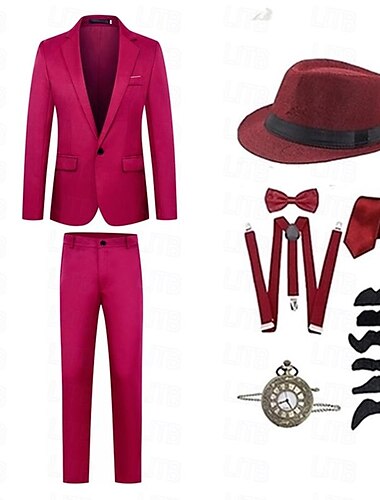 Retro Vintage 1920er Vintage inspiriert Hut Outfits Partykostüm Cosplay Der große Gatsby Gentleman Schnalle Einfarbig Umlegekragen Herren Halloween Karneval Halloween Alltagstauglich Party / Cocktail