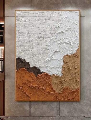  håndmalet tungt tekstureret maleri håndlavet terracotta tekstureret maleri vægkunst minimalistisk maleri vægkunst gipskunst terracotta abstrakt kunst lys vægkunst boligindretning klar til at hænge