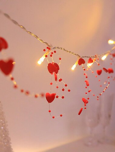  valentine's day fairy string lights 1,5m 10leds 3m 20leds batteridrevet bryllup bursdagsfest valentine's day skriftemål scene dekorasjon av feriehus