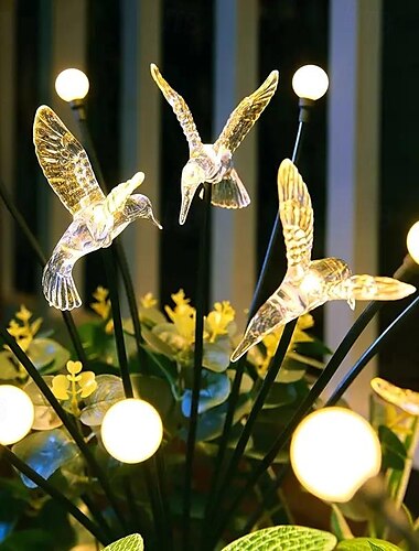  2 Stück Solarpilz-Bienen-Glühwürmchen-Lichter, 6 LEDs/8 LEDs, 2 Beleuchtungsmodi, schwankend durch Wind, wasserdichte Solar-Dekoration, Außenleuchte, Hof, Hof, Terrasse, Gehweg, dekoriert, warmweiß