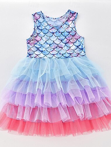  Barn Flickor Klänning Grafisk Ärmlös Formell Prestanda Speciellt Tillfälle Mode Prinsessa Polyester Sommar Vår 2-12 år Färg1 Bildfärg 3 Färg 2