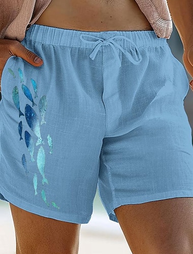  zvířecí ryby potištěné pánské šortky letní havajské šortky plážové šortky stahovací šňůrka v pase prodyšný měkký krátký ležérní denní dovolená streetwear oblečení