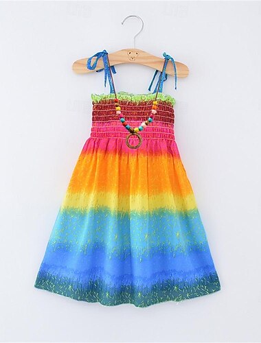 kinderkleidung Mädchen Kleid Graphic Ärmellos Party Casual Modisch bezaubernd Täglich Baumwolle Sommer Frühling 2-13 Jahre Mehrfarbig Gelb Rosa