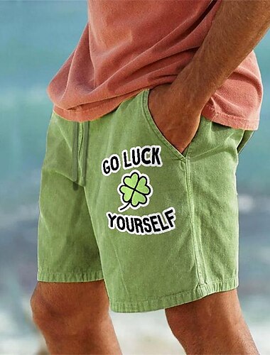  Per uomo A quadrifoglio Pantaloncini Pantaloncini estivi Pantaloncini da spiaggia Vita normale Hawaiano Informale Per eventi Festa di San Patrizio A cordoncino Vita elastica Stampa progettista