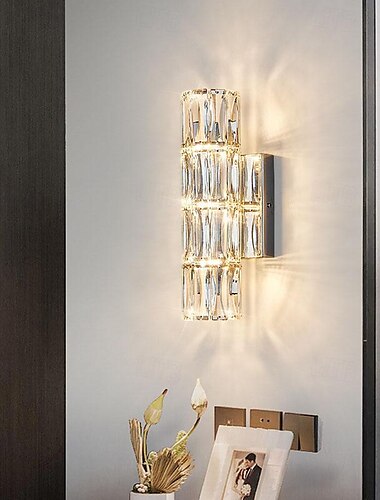  Wandleuchten 20/30/40/80 cm, warmweiß, moderne Wandleuchten mit K9-Kristall-Lampenschirm, Wandleuchte für Spiegel, Schlafzimmer, Wohnzimmer, Wandleuchte, 85–265 V
