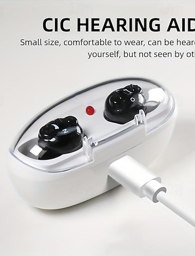  Rechargeable Hearing Aids Mini Inner Ear For Elderly Sound Amplifier For Deafness With Charging Case