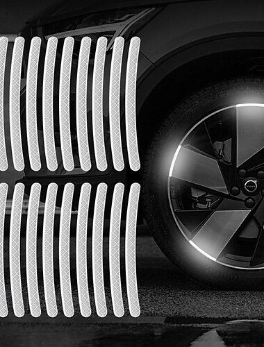  20 Stück Auto-Radnaben-Reflektoraufkleber, Reifenfelgen-Reflektorstreifen, leuchtend für Nachtfahrten, Auto, Fahrrad, Motorrad, Radaufkleber