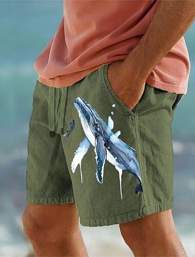  Herren Tier Hai Ozean Shorts Kurze Hosen Sommer-Shorts Strandshorts Kurze Hosen Mittlere Taillenlinie Hawaiianisch Brautkleider schlicht Outdoor Festtage Ausgehen Kordelzug Elastische Taille Bedruckt