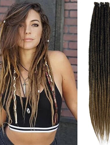  paraglame 24palcové ombre medově blond nástavce na dredy s jedním zakončením syntetické pletené dready falešné nástavce na dready pro ženy