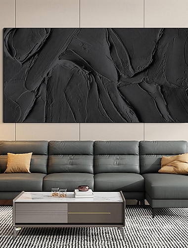  handgeschilderde 3d zwart abstract schilderij handgemaakte zwarte 3d getextureerde schilderij zwart 3d minimalistische schilderkunst groot zwart abstract schilderij zwart abstract kunstwerk muur kunst