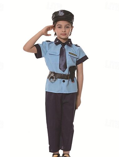  Jungen Mädchen Polizei Cosplay Kostüm Austattungen Für Halloween Karneval Maskerade Cosplay Kinder oben Hosen Mehre Accessoires