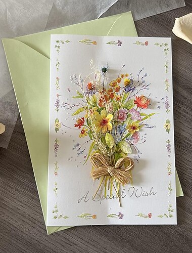  Blumen-Grußkarten und Umschläge, perfekt für Muttertag, Geburtstage, Valentinstag, Jubiläen, Danksagungsgeschenke, 1 Stück