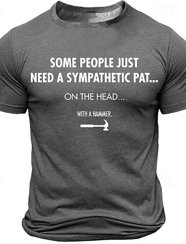  Herre slogan T-shirt Tee Top 100 % bomuld Kortærmet Grafisk Skjorte Mørkeblå Grå Komfortabel t-shirt Sport & Udendørs Ferie Modedesigner tøj