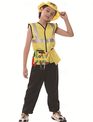  Garçon Fille Menuisier Costume de Cosplay Tenue Pour Mascarade Cosplay Enfant Haut Pantalon