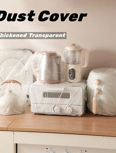  copertura antipolvere trasparente addensata cucina universale fornello di riso condizionatore d'aria elettrodomestici copertura con pellicola trasparente fascia elastica copertura antipolvere usa e getta