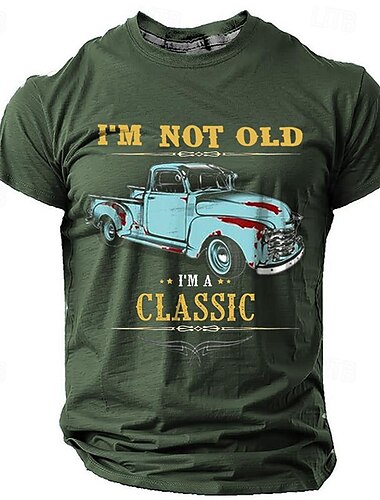  Homme Automatique T shirt Manche Courte T-shirt 3D effet Col Ras du Cou Chemise Design Rétro Vintage Style de rue Sport extérieur Vacances Sortie Noir Vert Véronèse Bleu de minuit Printemps été