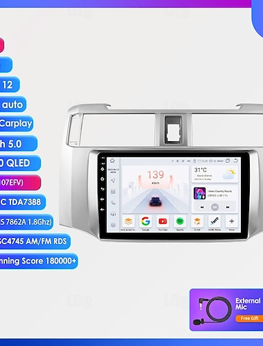  android 12 bilradio för toyota 4runner 4runner 2009 - 2019 multimediaspelare stereo wifi bt carplay huvudenhetsnavigering