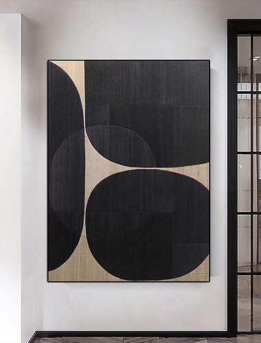  håndlaget svart veggkunst svart oljemaleri håndmalt veggkunst wabi-sabi oljemaleri veggkunst svart abstrakt kunst svart veggdekor svart teksturert maleri veggkunst klar til å henge eller lerret
