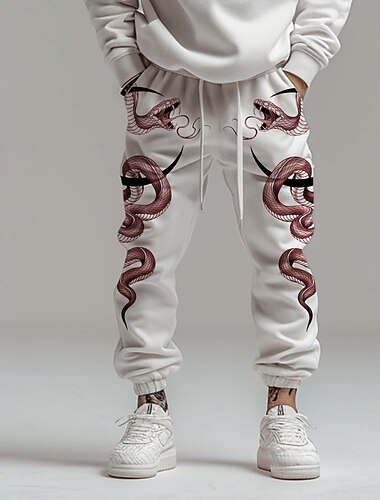  Voor heren Punk Gotisch Slang Joggingbroeken Broeken 3D-afdrukken Medium Taille Feest Straat Vakantie Lente Herfst Normale pasvorm Micro-elastisch