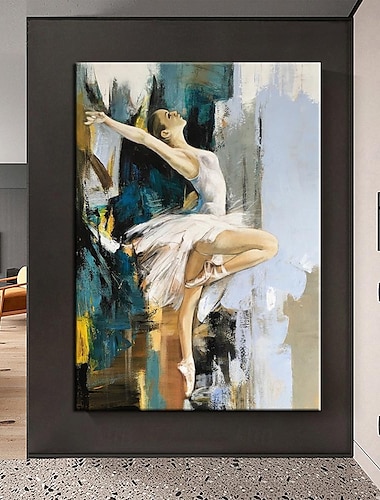  abstract danser olieverfschilderij handgeschilderde kunst aan de grote muur wit ballet schilderij boho muur decor aangepaste schilderij mooi meisje schilderij op canvas voor woonkamer slaapkamer