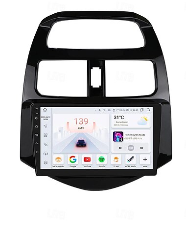  Android 12 Autoradio Multimedia-Videoplayer für Chevrolet Spark Beat Matiz Creative 2010–2014, glänzend schwarz, Navigation, Carplay