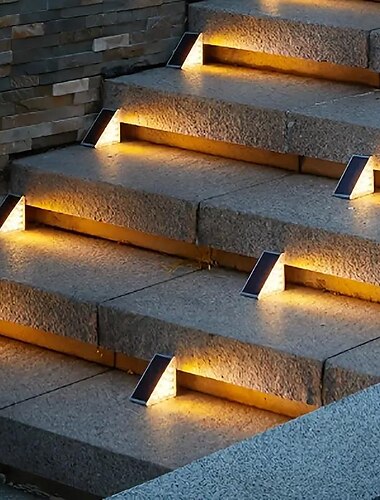  Lampe de marche solaire étanche IP67 pour l'extérieur, éclairage d'escalier extérieur, conception de lentilles LED, lumière d'escalier antivol super brillante, éclairage de décoration pour jardin,