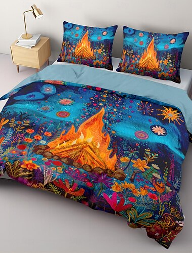  Bettbezug-Set mit Flammenmuster, weiches 3-teiliges Luxus-Baumwoll-Bettwäsche-Set, Heimdekoration, Geschenk, Doppelbett, King-Size-Bett, Queen-Size-Bett