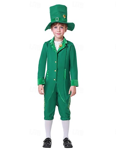  Kleeblatt irisch Faschingskostüme Cosplay Kostüm Austattungen Kinder Jungen Mädchen Cosplay Party Maskerade Karneval Maskerade St. Patrick's Day Einfaches Karnevalskostüm