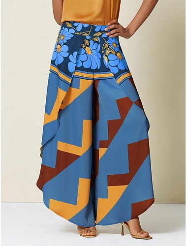  Жен. Качеля Полная длина Сатин Слабоэластичная Брюки День рождения выходные Синий Розовый с красным Весна лето S M L