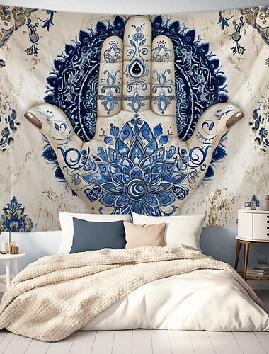  Vintage Hamsa handbehangener Wandteppich, Eid Ramadan Wandkunst, großer Wandteppich, Wanddekoration, Fotohintergrund, Decke, Vorhang, Zuhause, Schlafzimmer, Wohnzimmer, Dekoration