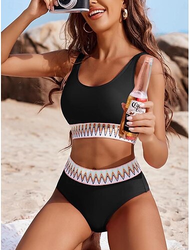  Dames Normaal Zwemkleding Bikini Zwempak 2-stuks Strand Kleding Vakantie Effen Mouwloos Badpakken