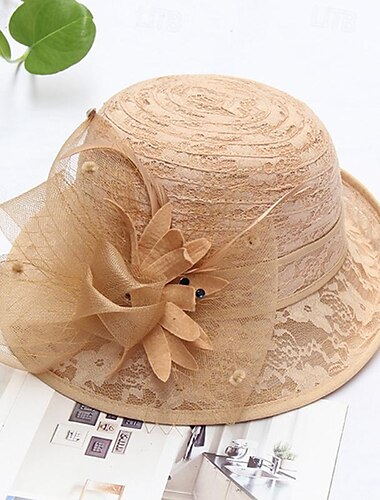  tocados sombrero kentucky derby sombreros bombín de organza / sombrero cloche sombrero de pescador sombrero de paja casual vacaciones elegante vintage con lazo de plumas tocado