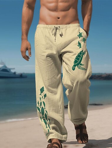  Bărbați Animal Pești Broasca testoasa Pantaloni casual Pantaloni Pantaloni largi Talie medie Vacanță Hawaiană În aer liber Haine de strada Purtare Zilnică Design Elastic cu Cordon Toamna iarna