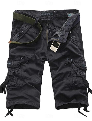 Herren Cargo Shorts Kurze Hosen Unterhalb der knielangen Shorts Caprihose Kurze Hose für Wanderer Multi Pocket Glatt Wadenlänge Täglich Basic Groß und hoch Wein Armeegrün