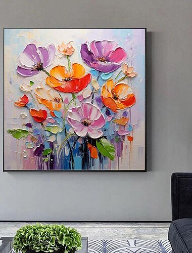  impressionisme abstract paletmes bloemen kunst aan de muur handgeschilderde 3d bloemenschilderij handgemaakte kleurrijke 3d getextureerde schilderijen moderne decoratieve schilderijen zonder frame